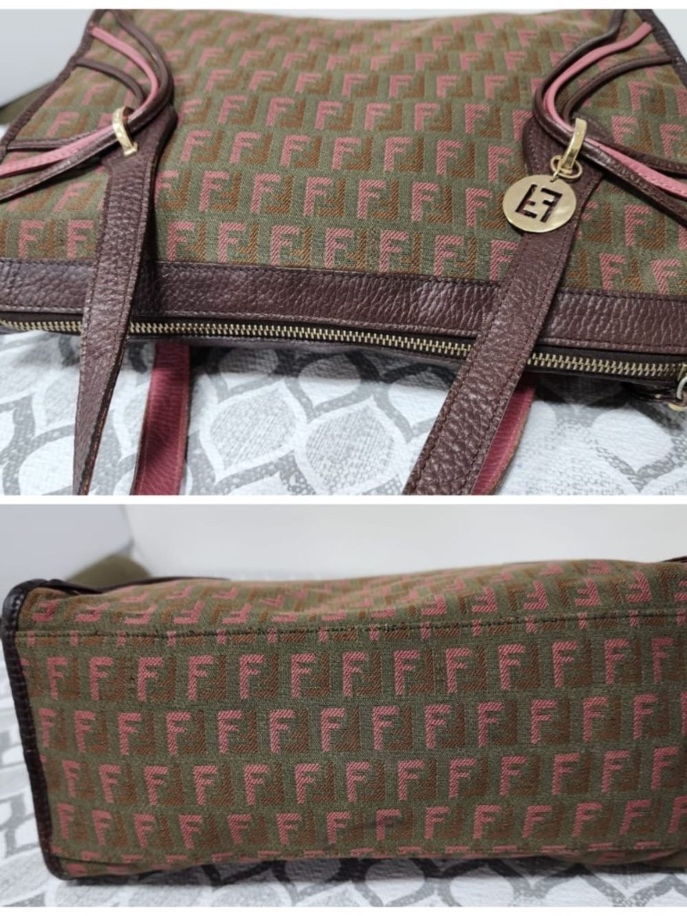 Authentic Fendi Zucchino Canvas and Leather Shoulder Bag Multicolor - Picture 7 of 14